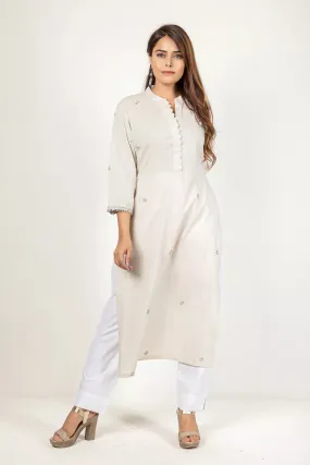 Ash Beige Cotton Kurta