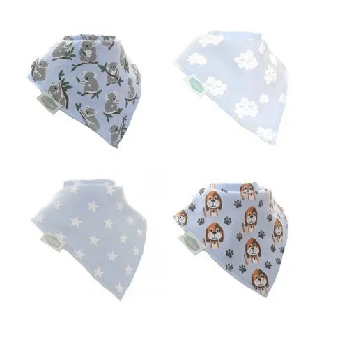 Bandana Dribble Bibs 4 Pack Cuddly Blues