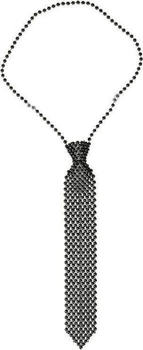 Beaded Tie Necklace - Black