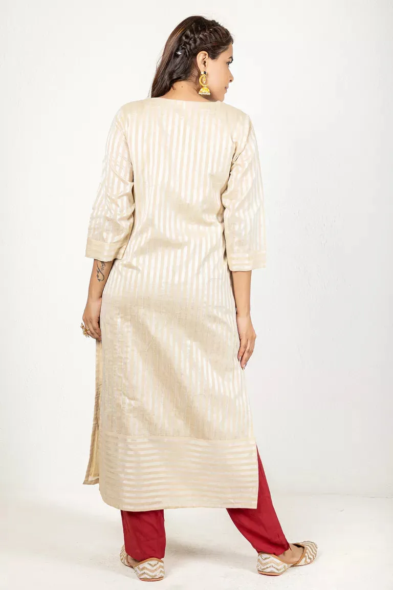 Beige Chanderi Kurta