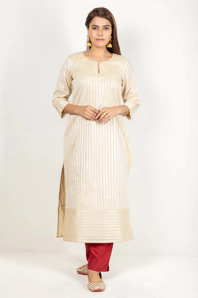 Beige Chanderi Kurta