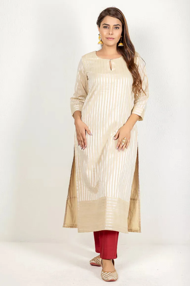 Beige Chanderi Kurta