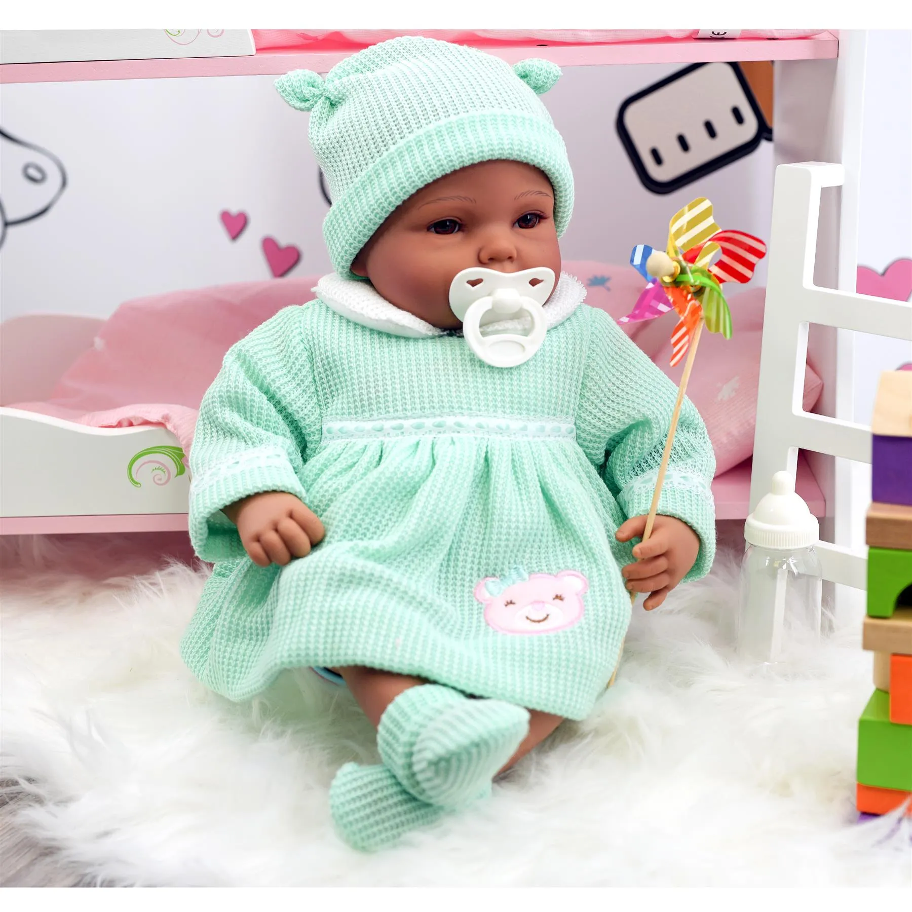 BiBi Outfits - Reborn Doll Clothes (Mint Dress) (50 cm / 20")