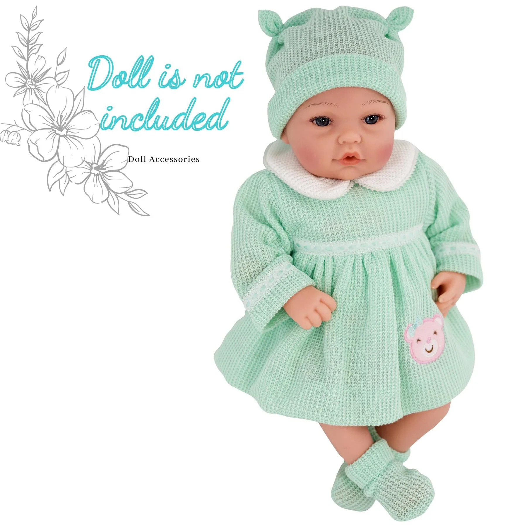 BiBi Outfits - Reborn Doll Clothes (Mint Dress) (50 cm / 20")