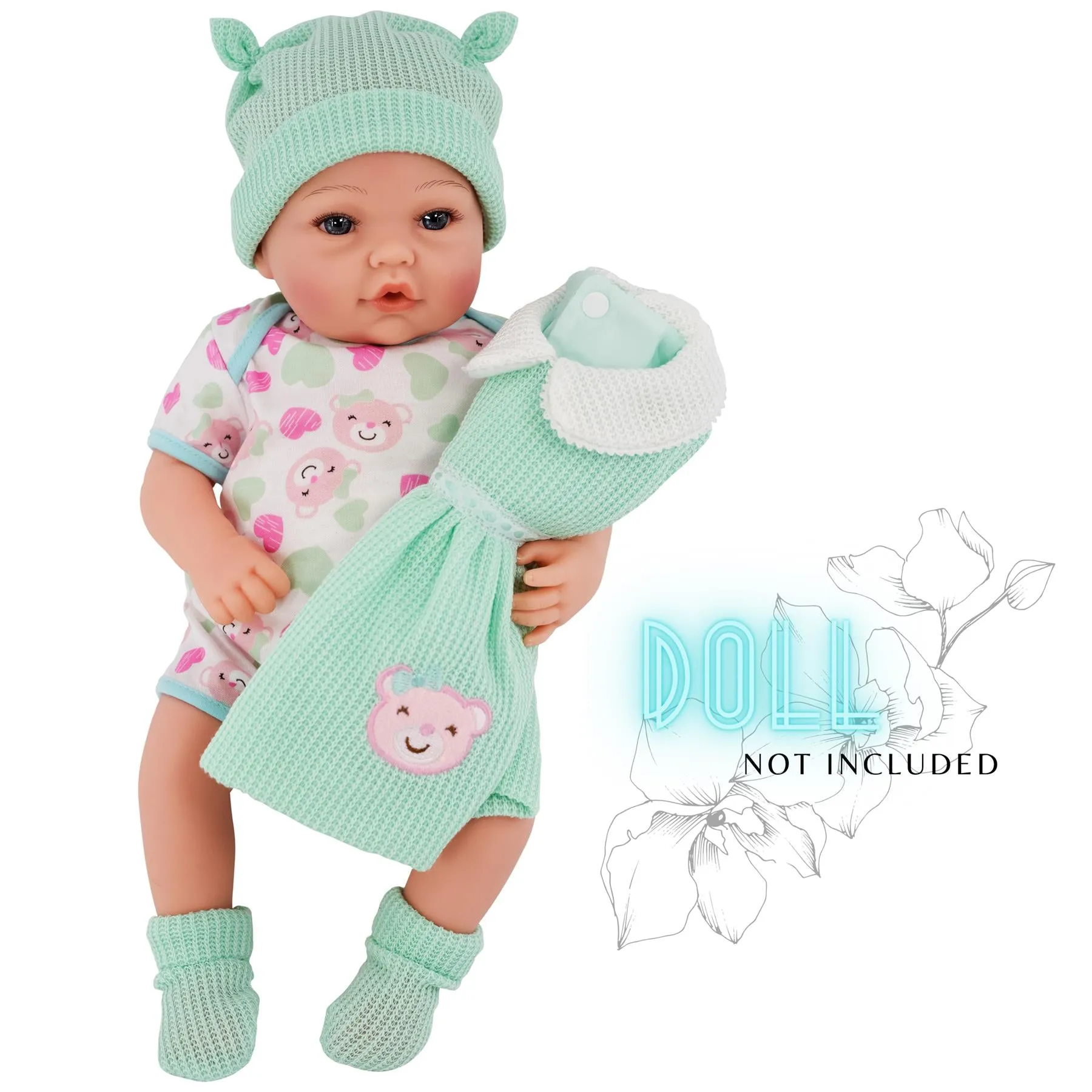 BiBi Outfits - Reborn Doll Clothes (Mint Dress) (50 cm / 20")