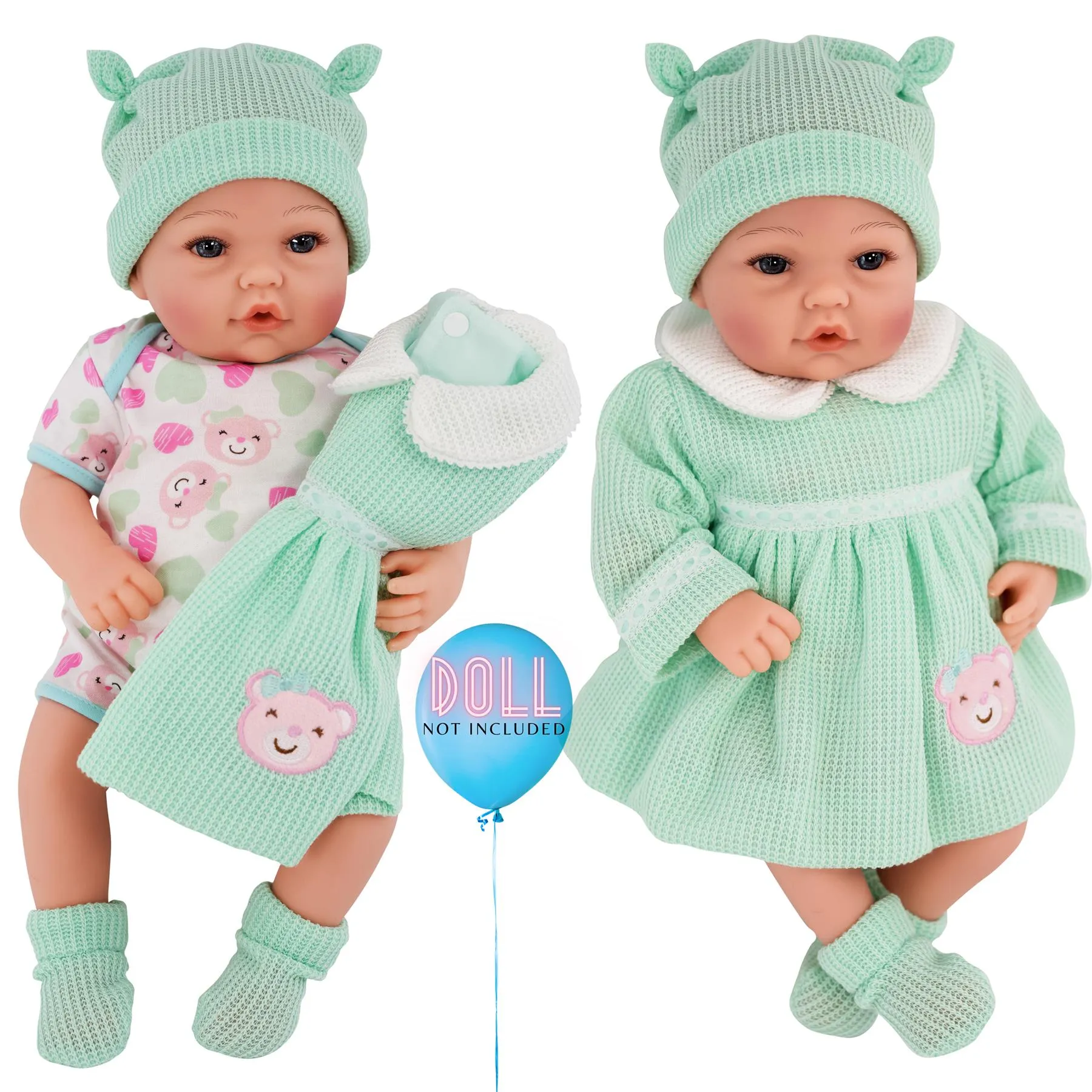 BiBi Outfits - Reborn Doll Clothes (Mint Dress) (50 cm / 20")