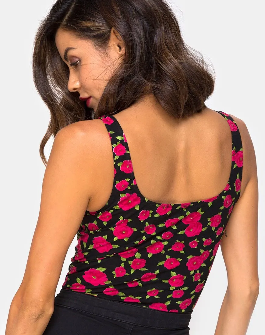 Bida Bodice in Red Bloom