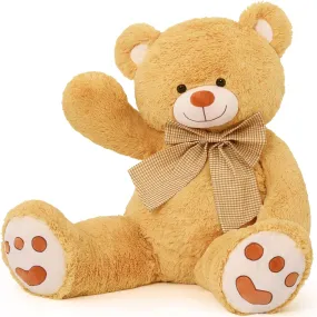 Big Teddy Bear Plush Toy, Brown/White/Pink, 39/47 Inches