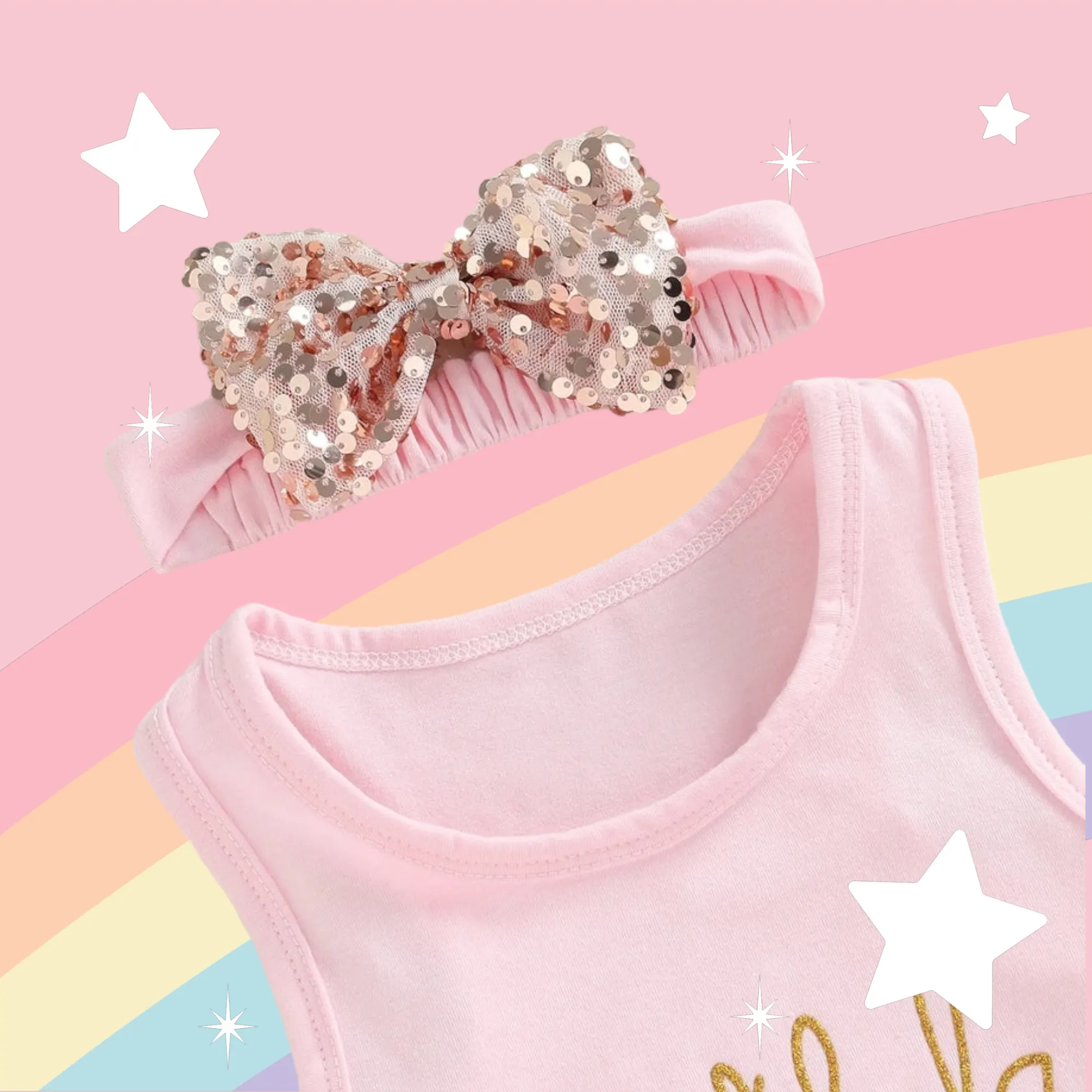 Birthday Princess Top with Sequins Shorts and Headband #1000289