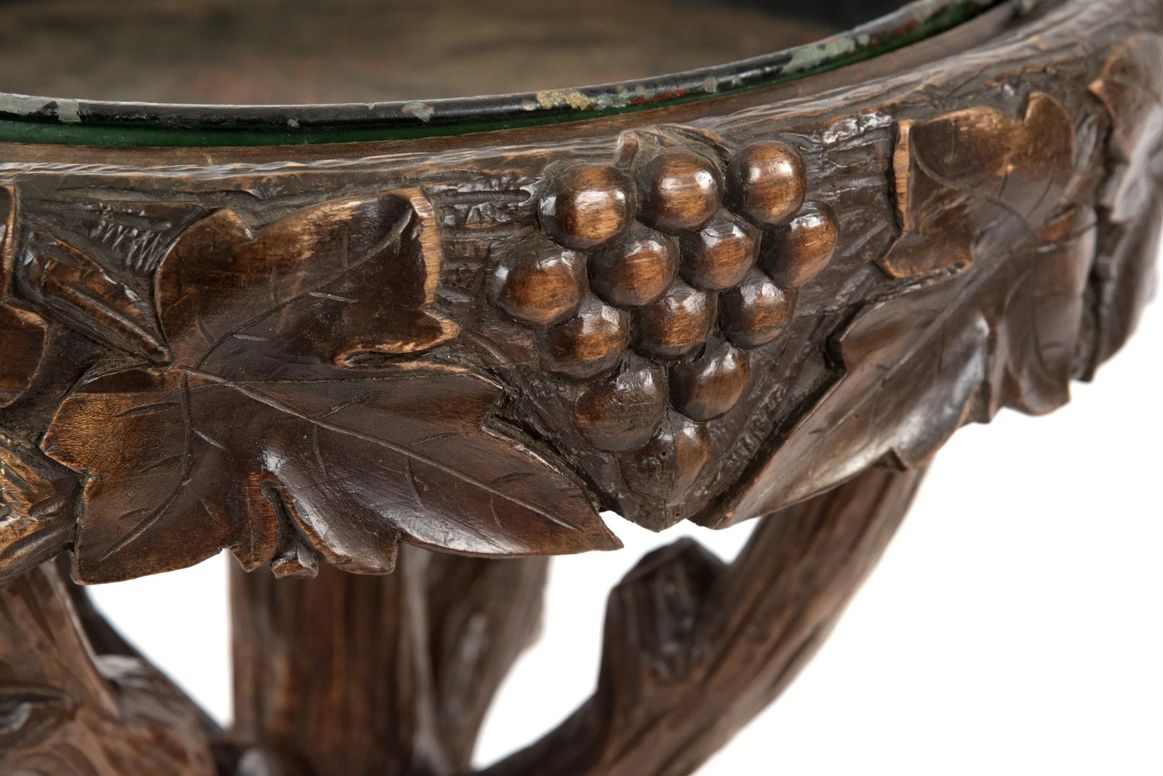 Black Forest Carved Wood Stand with Tray