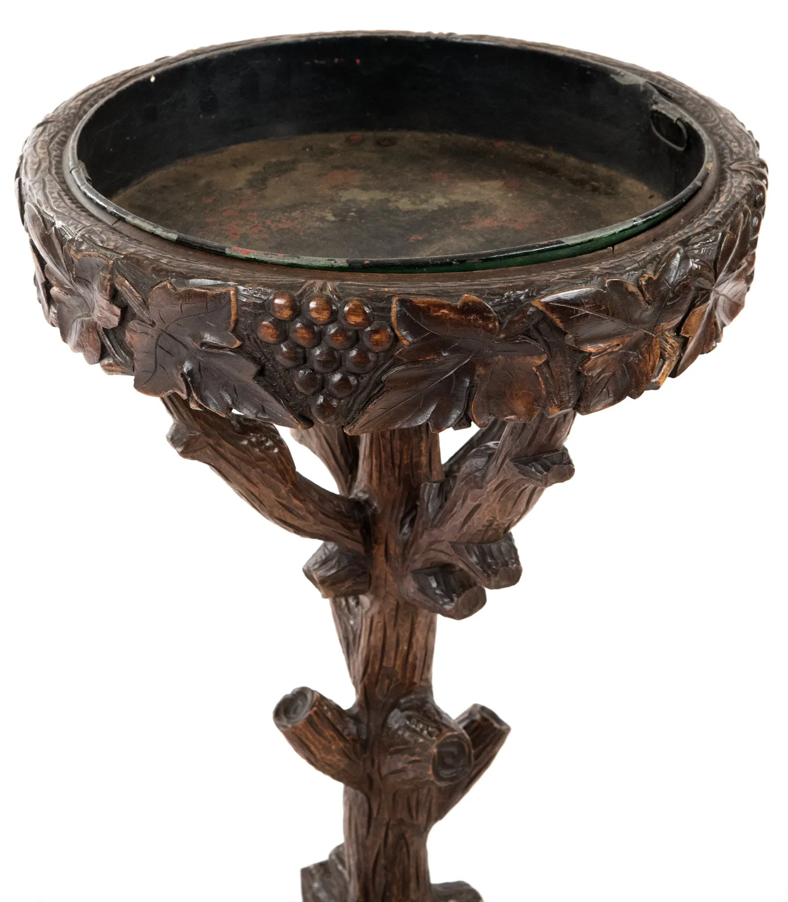 Black Forest Carved Wood Stand with Tray