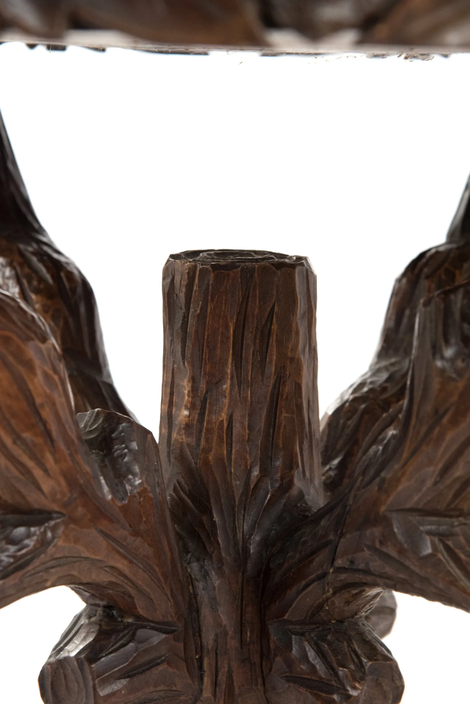 Black Forest Carved Wood Stand with Tray