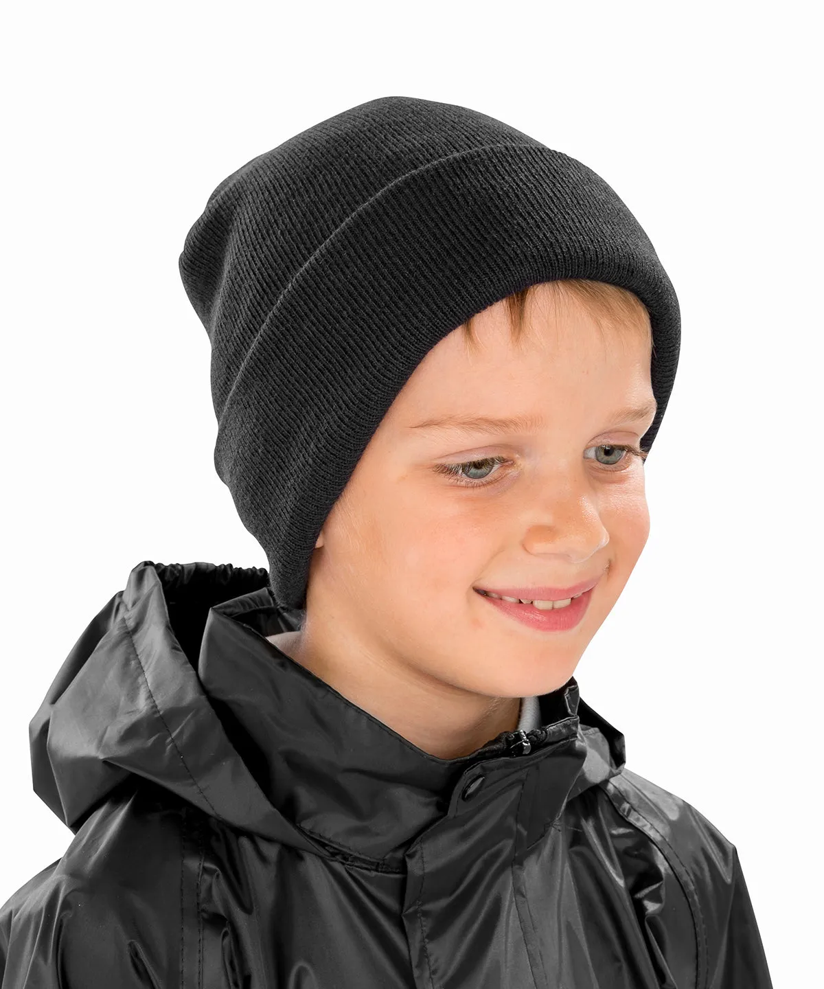 Black - Kids woolly ski hat