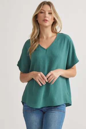 Blissful Basics V-Neck Top - Forest