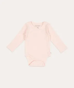 Bodysuit Wrap Long Sleeves Rib - Pink