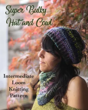 Bulky Dropstitch Hat and Cowl, Loom Knitting Pattern