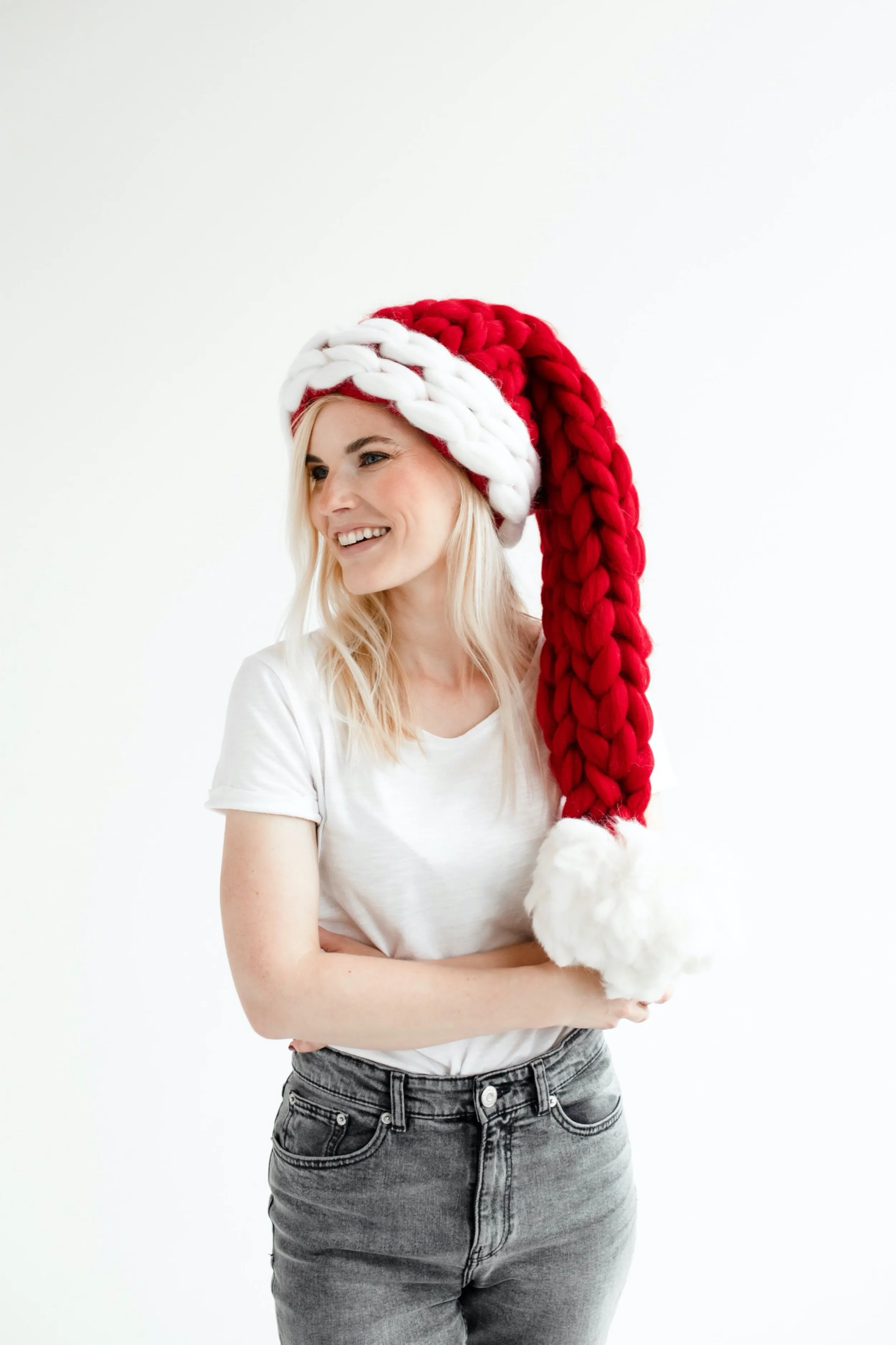 Chunky knit Santa hat