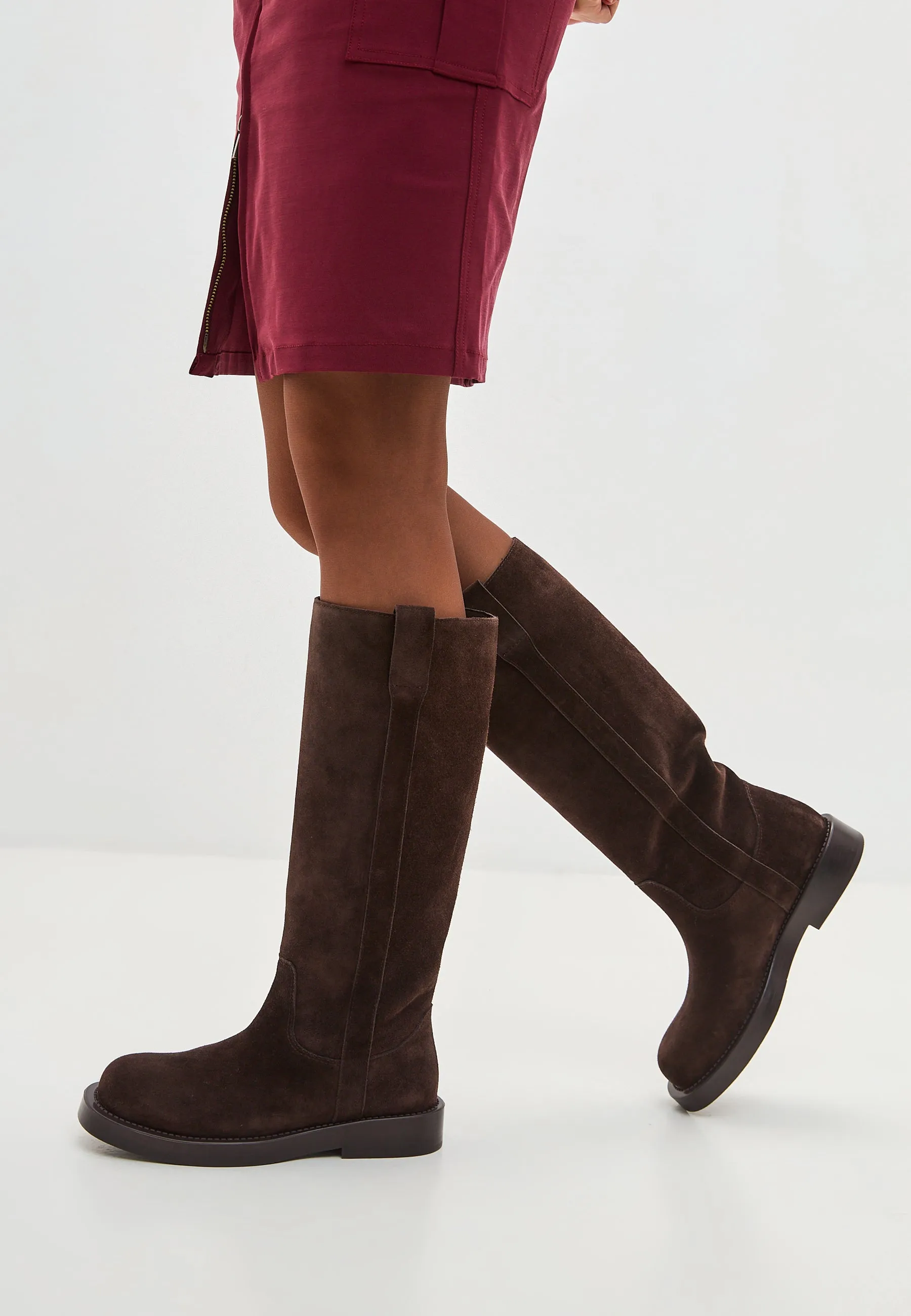 Classic Leather Knee-High Boots Ari - Brown