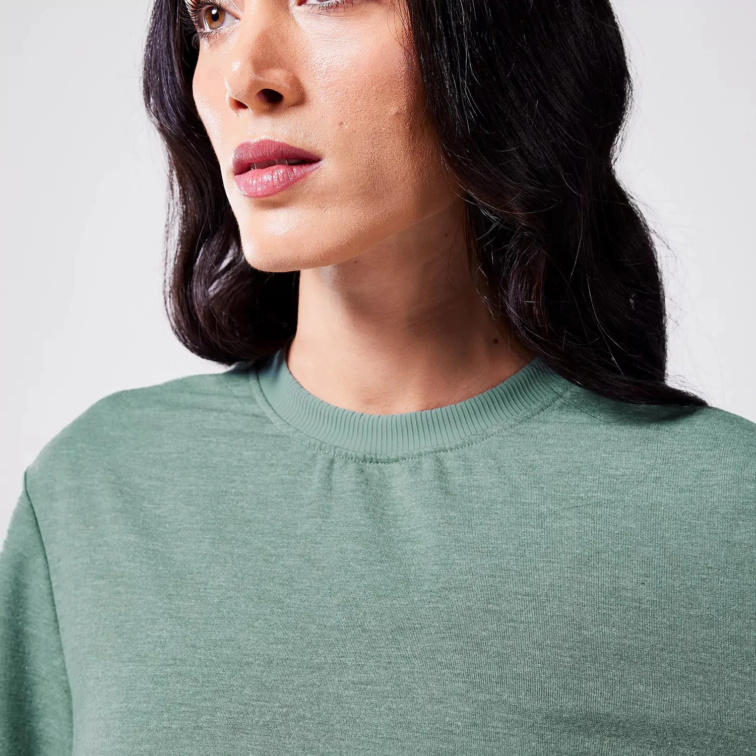 Code Mystery Crop Tee - Dark Forest Marl