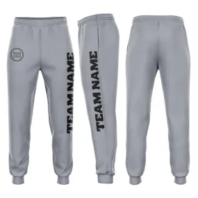 Custom Gray Black Fleece Jogger Sweatpants