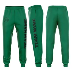 Custom Kelly Green Black Fleece Jogger Sweatpants