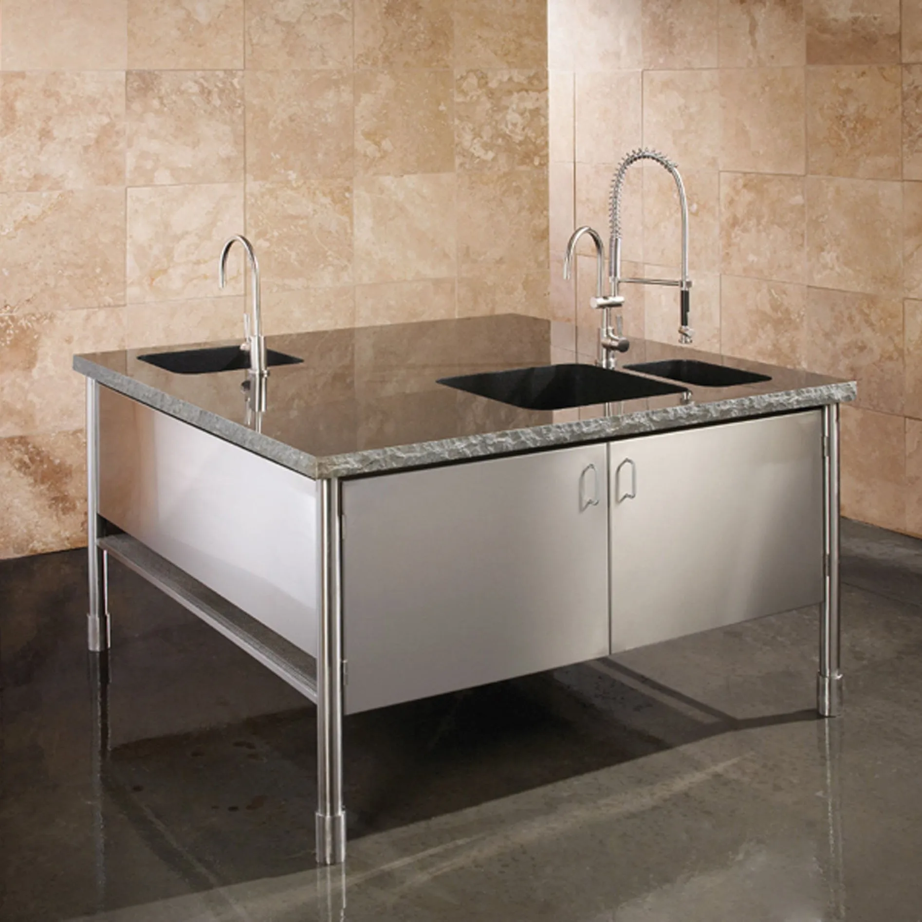 Custom Kitchen Island, Black Granite