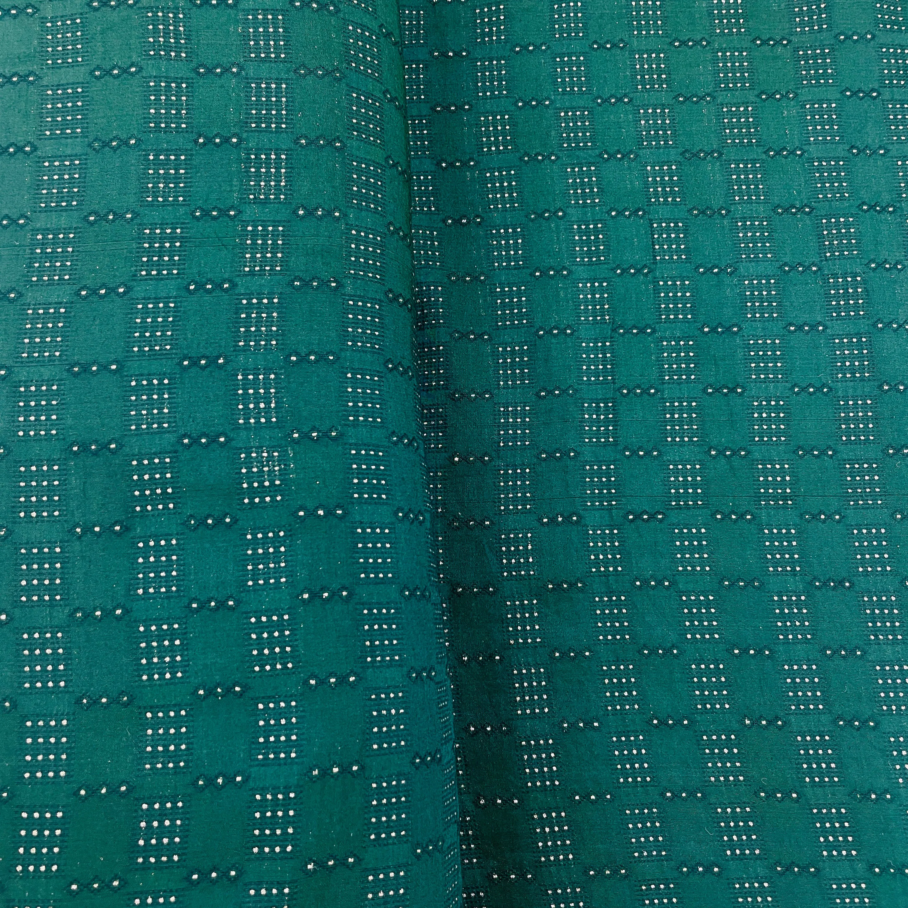 Dark Green Embroidery Chanderi Fabric