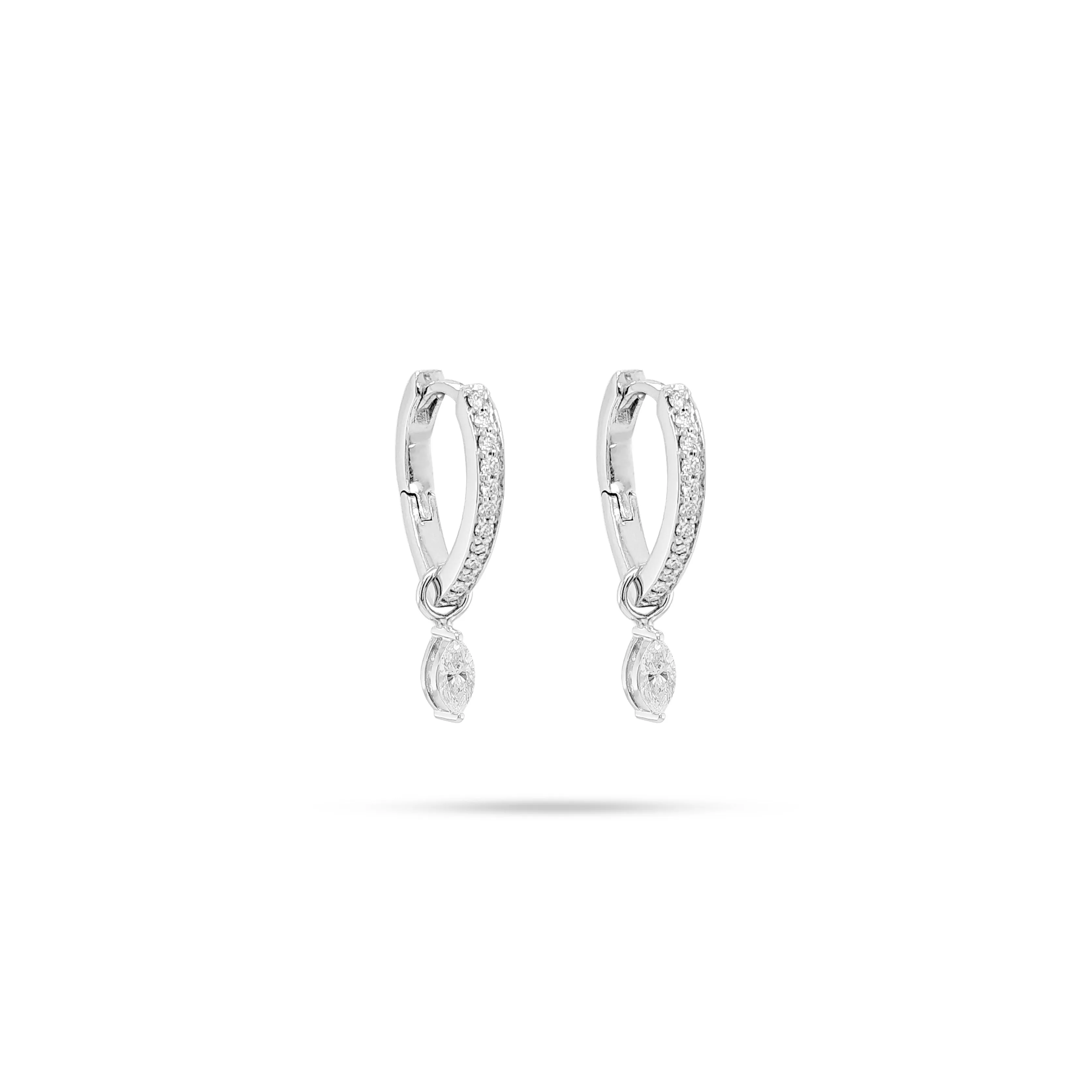 Detachable Huggie Marquise Diamond Earrings