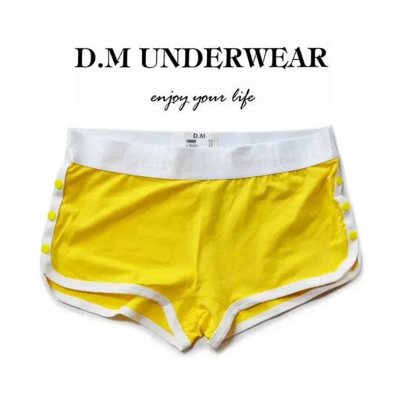 D.M Men's Boxer Briefs Solid Color Buttons