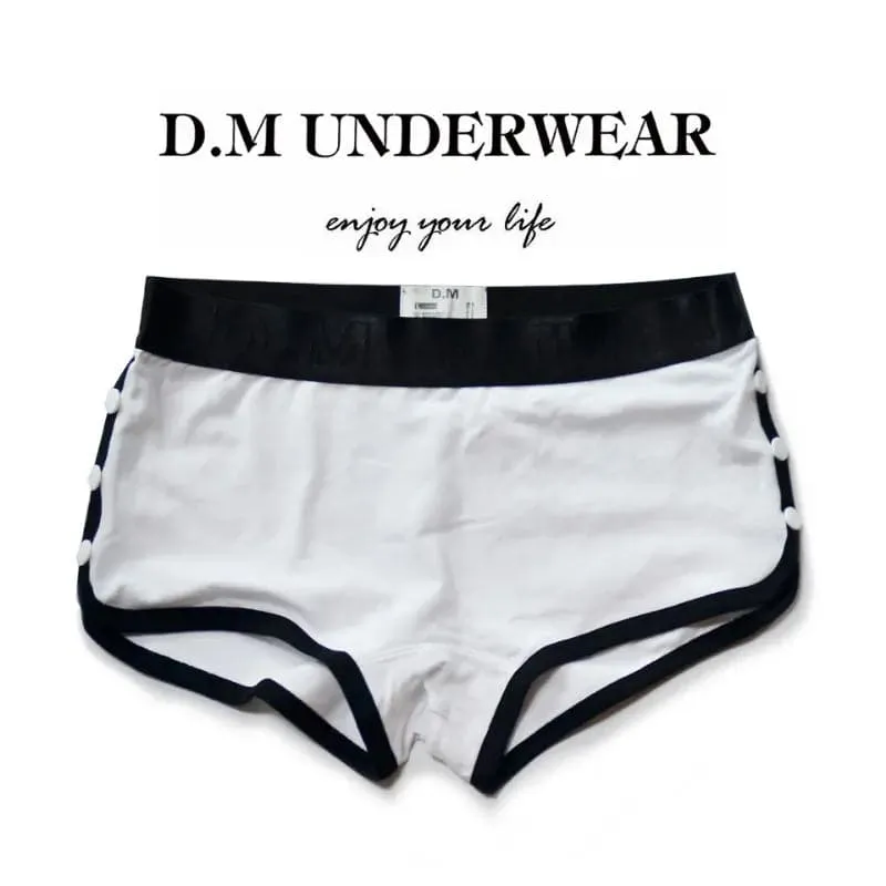 D.M Men's Boxer Briefs Solid Color Buttons