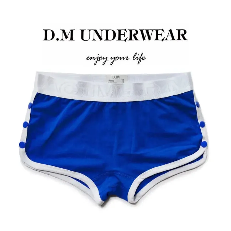 D.M Men's Boxer Briefs Solid Color Buttons