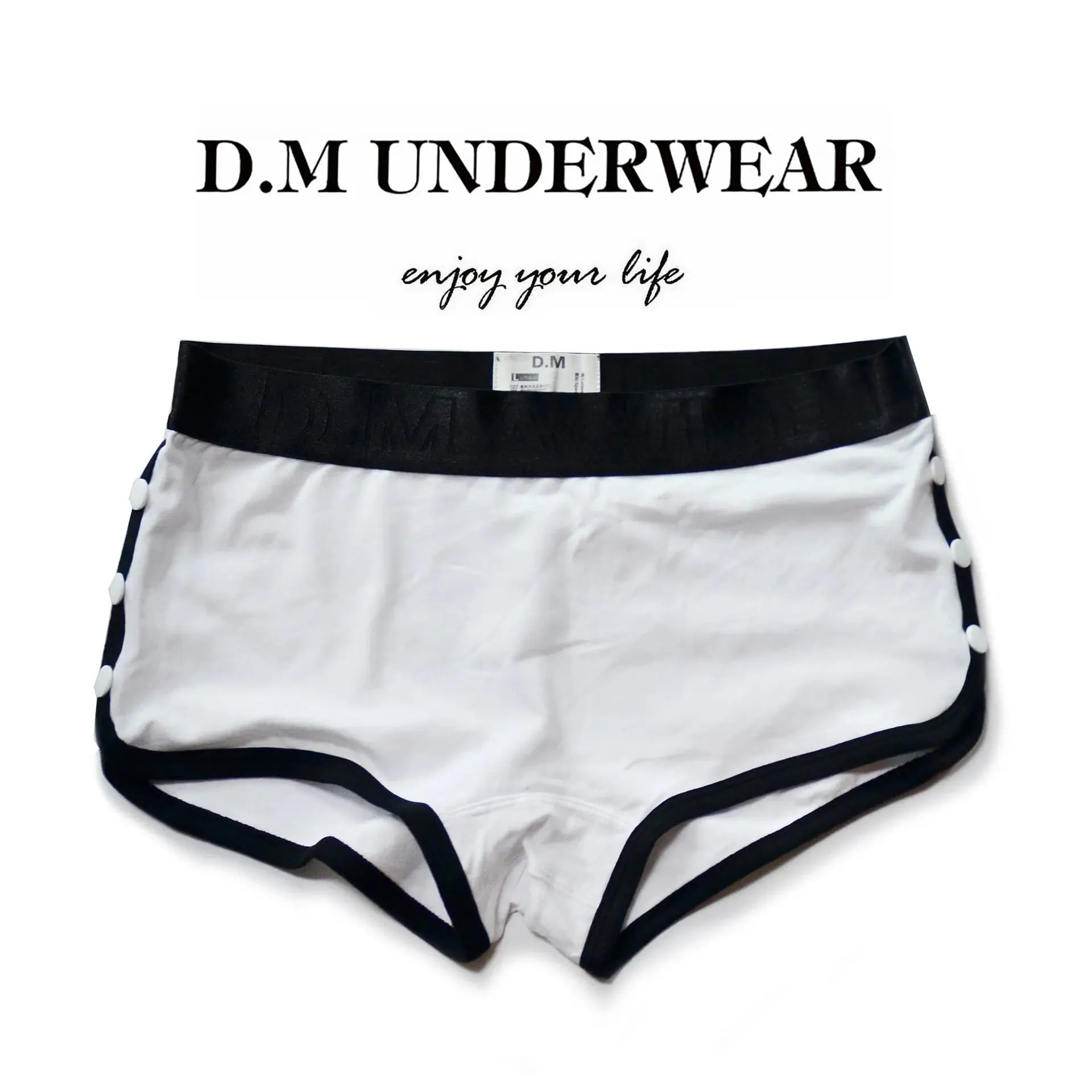 D.M Men's Boxer Briefs Solid Color Buttons