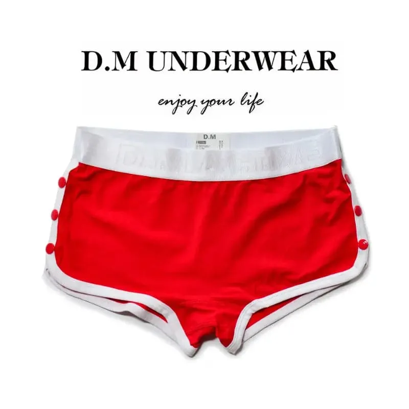 D.M Men's Boxer Briefs Solid Color Buttons