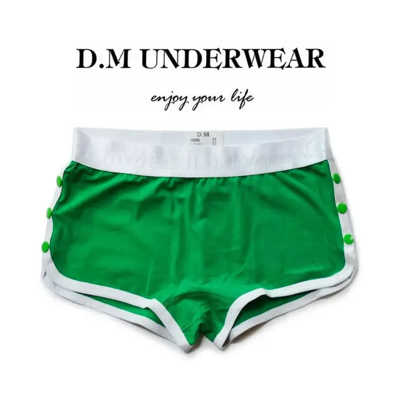 D.M Men's Boxer Briefs Solid Color Buttons