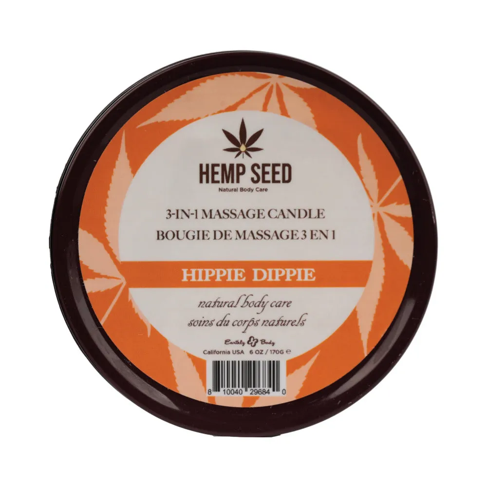 Earthly Body Hemp Seed 3-in-1 Massage Candle Hippie Dippie 6 oz.