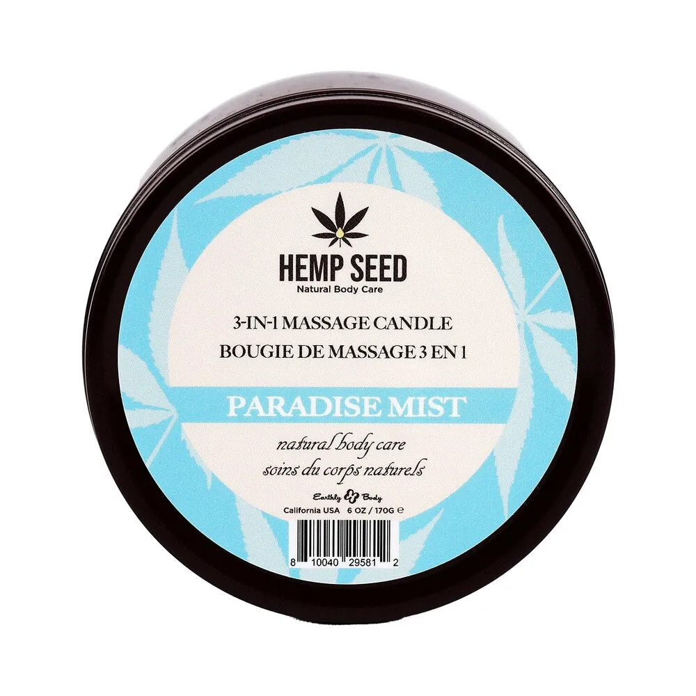 Earthly Body Hemp Seed 3-in-1 Massage Candle Paradise Mist 6 oz.