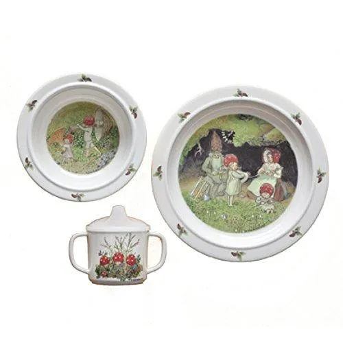 Elsa Beskow Children of the Forest 'Tomtebobarnen' 3-piece Melamine Dish Set