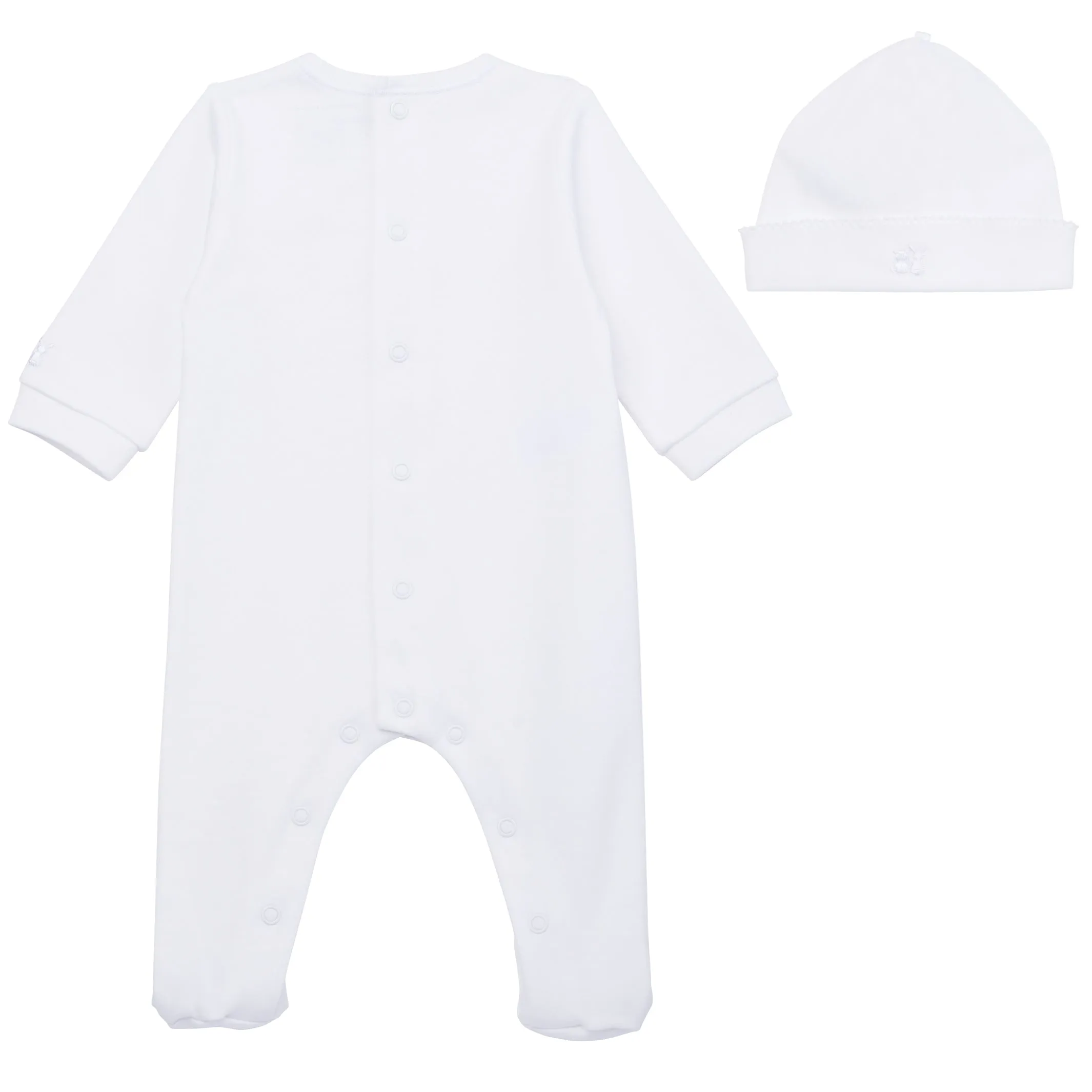 Emile et Rose 2588 Heath - White Teddy Embroidery Babygrow with Hat