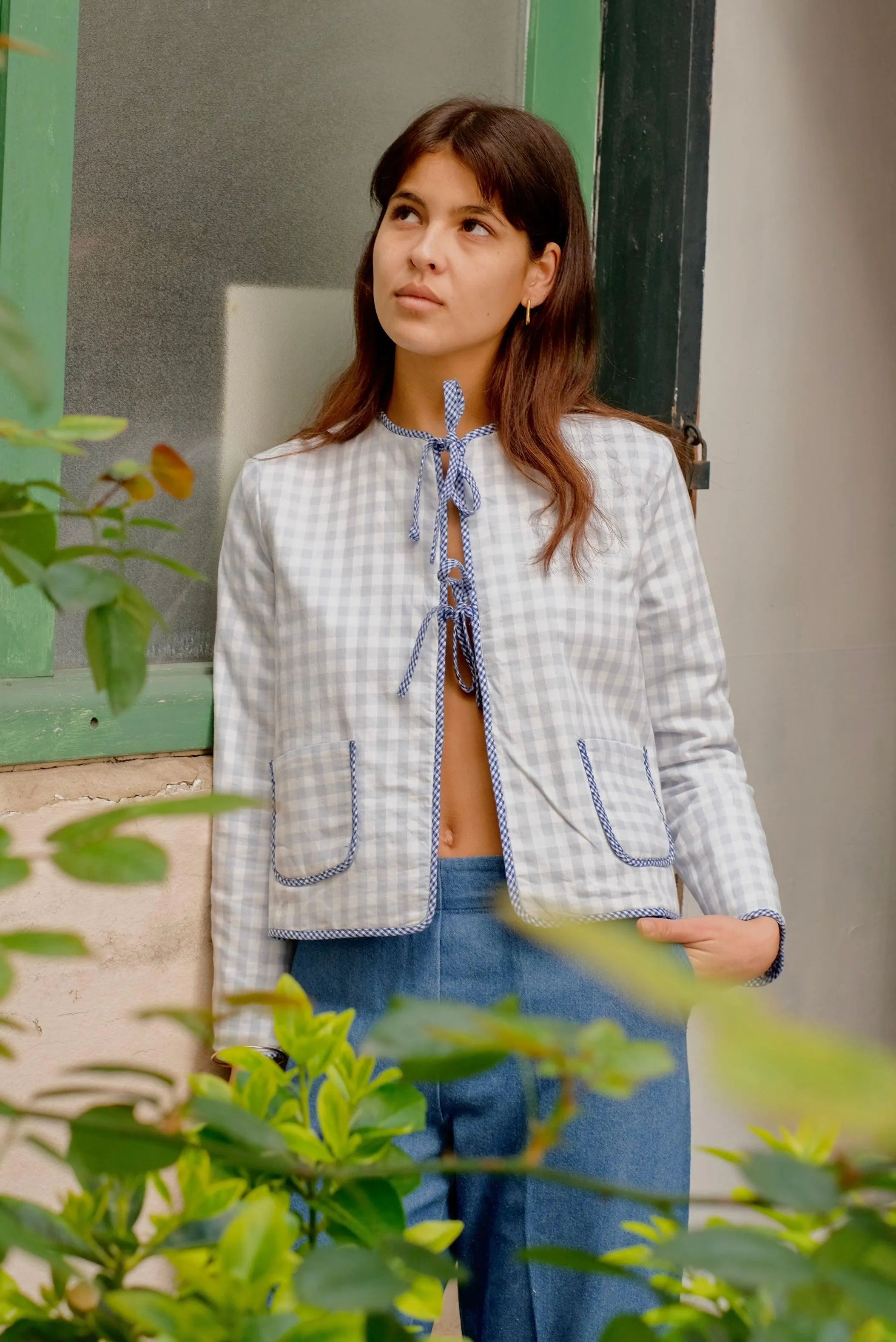 Eve quilted, reversible jacket - bandana & blue gingham