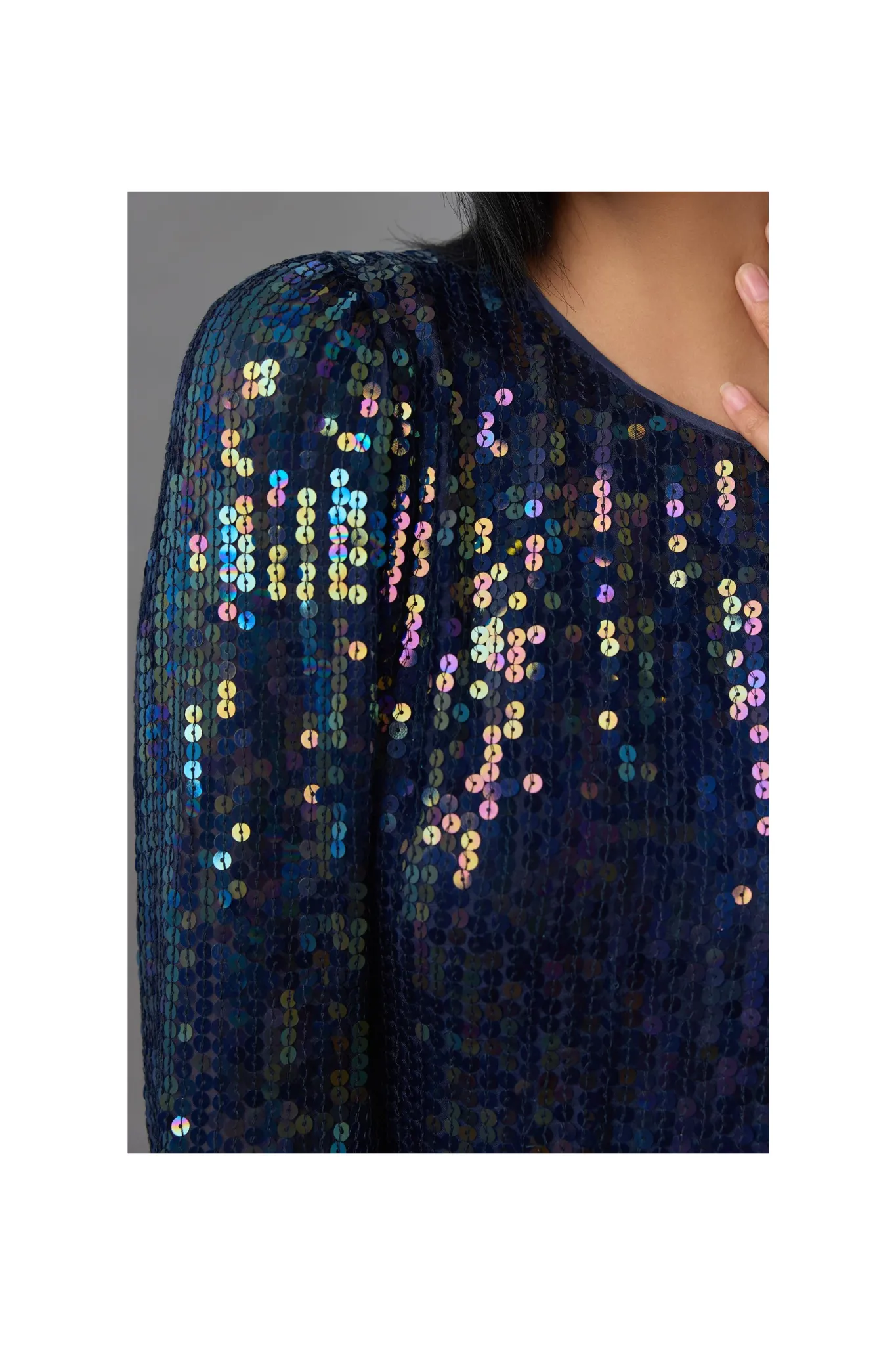 Evie Sequin Blue top in Baltic