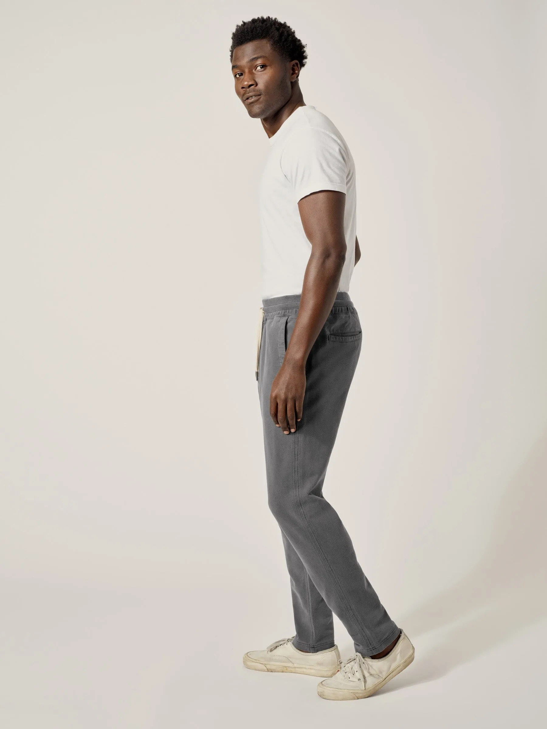 Faded Black Venice Wash Brushed Loopback Trouser