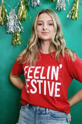 Feelin' Festive Graphic Tee, Red