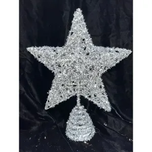 Festive Star Tree Topper Silver Glitter