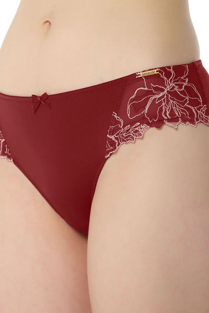 Floral Chic Bikini Panty - Red Berry & Sepia Rose