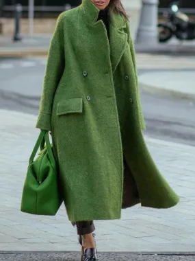 Flytonn-Fall Outfits Women Outwear Streetwear -hoco dresses homecoming dresses  women dress to impress -women's outerwear women's coat New Solid Color Lapel Loose-fitting Green Woolen Coat