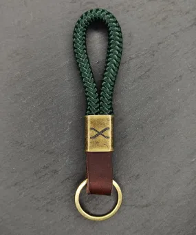 Forest Green Dark Brown Leather X Keychain