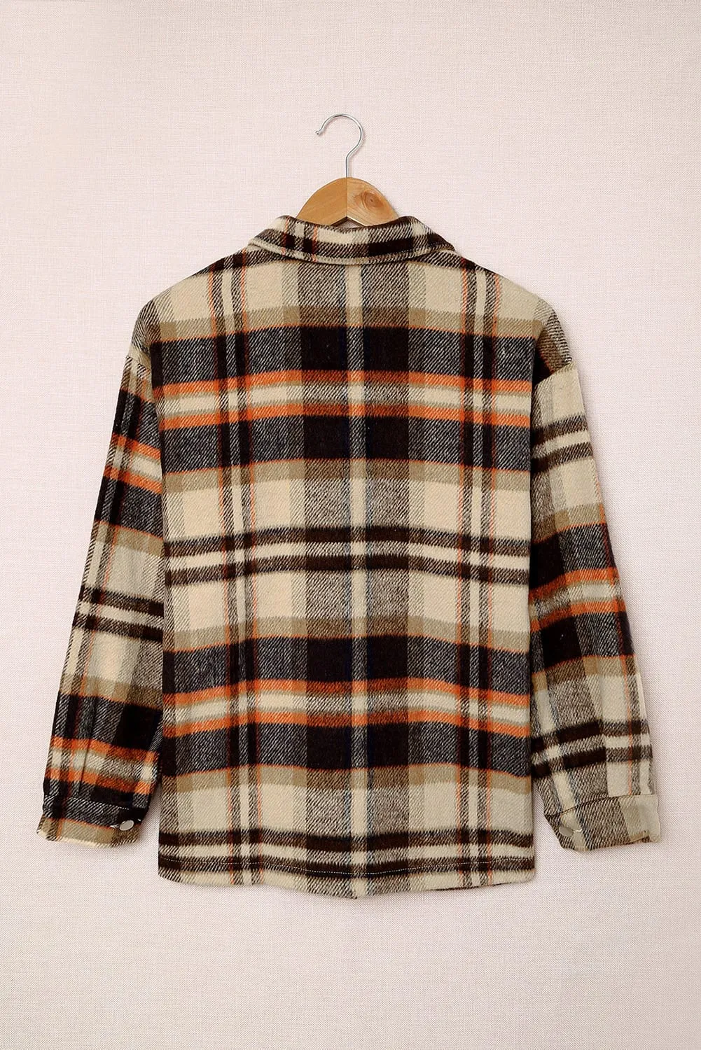 Geometric Plaid Print Pocketed Shirt