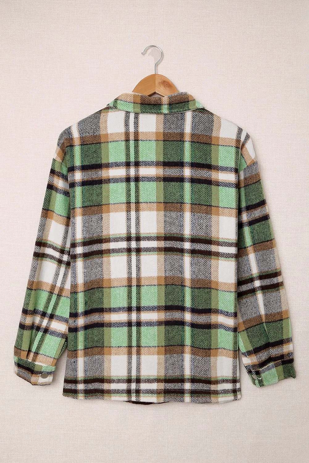 Geometric Plaid Print Pocketed Shirt