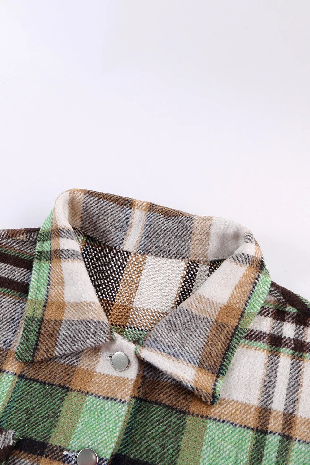 Geometric Plaid Print Pocketed Shirt