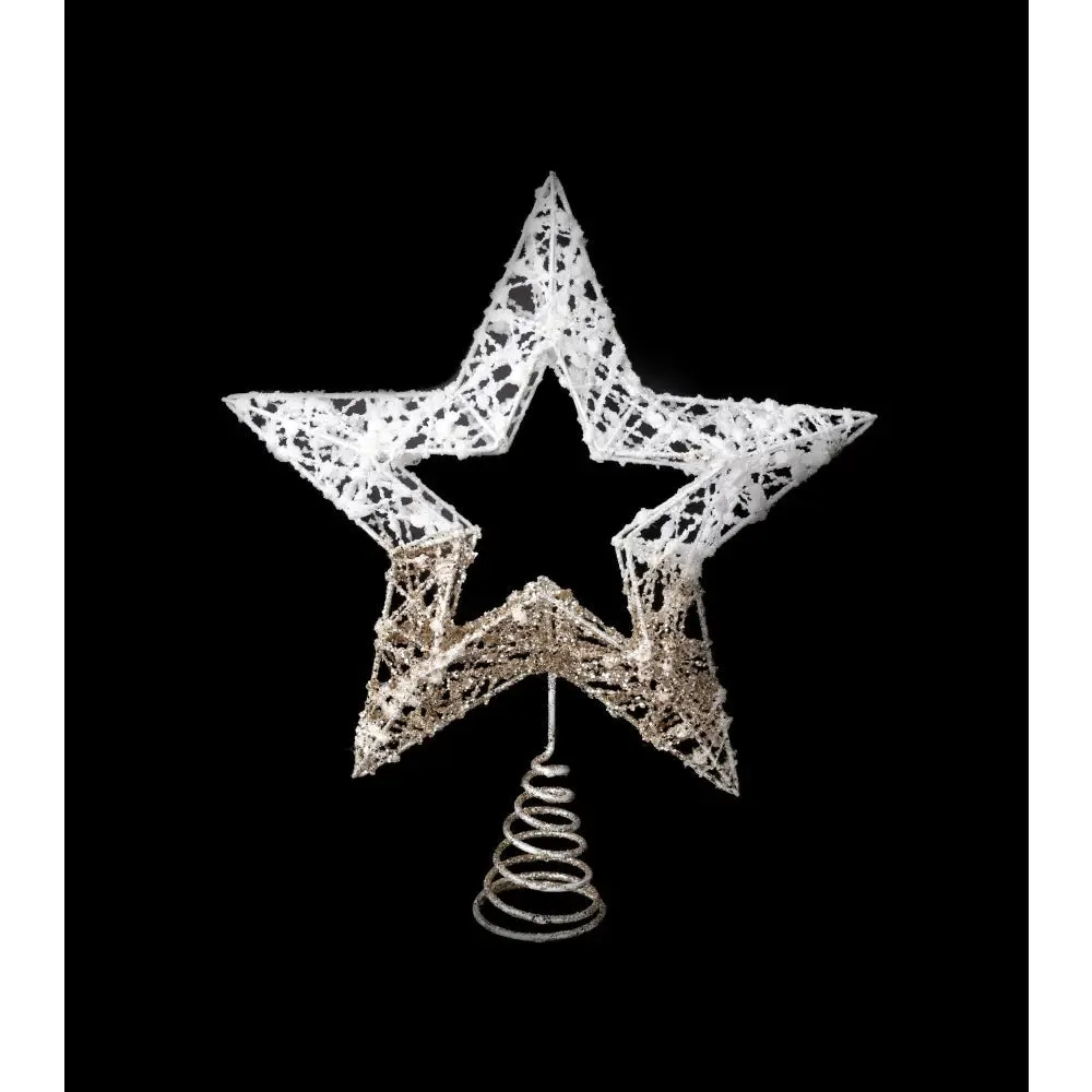 Gold / White Woven Star Tree Topper 25cm